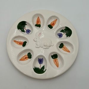 Vintage Hand Painted Easter Deviled Egg Plate